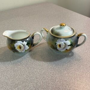 Noritake Vintage hand painted sugar bowl and creamer